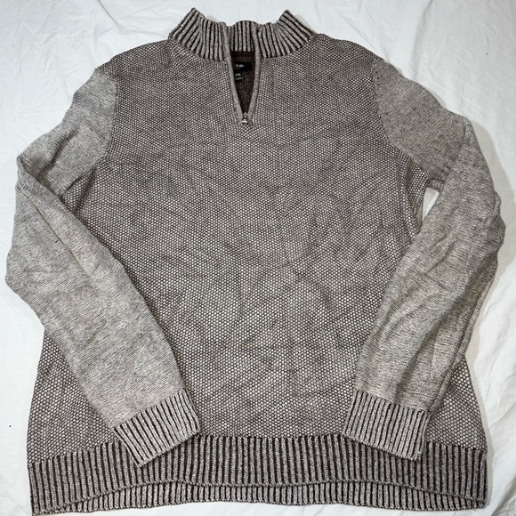 Urban Pipeline Men's Textured Gray Zip-Up Sweater Brown And White - Picture 1 of 9